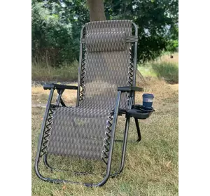 Пляжное кресло шезлонг Zero Gravity коричневое